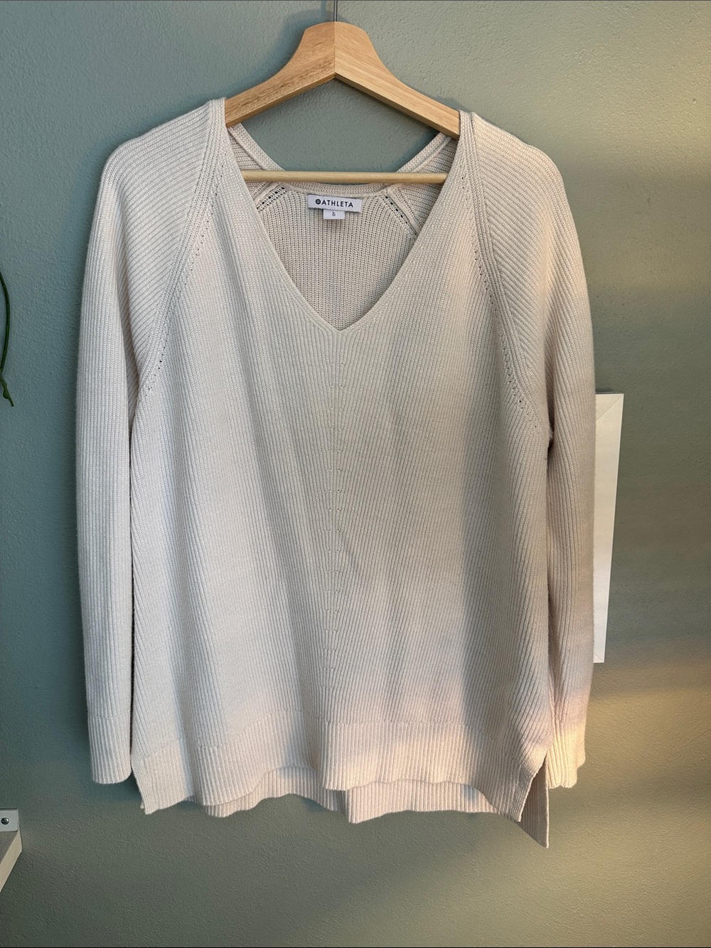 Athleta Hanover Refined V-Neck Sweater, Magnolia White, large